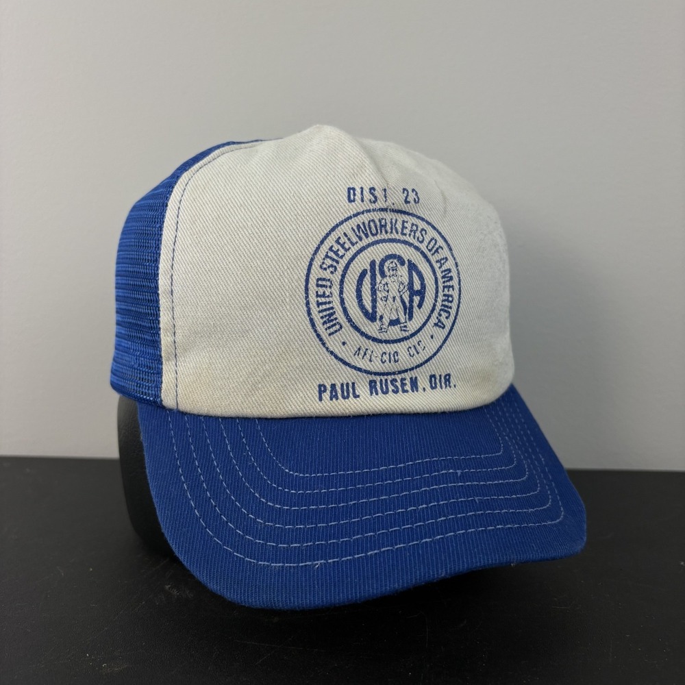 Vintage 70's 80's United Steelworkers America Hat Workwear Snapback Adjustable
